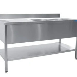 SARO Spoeltafel, 2 wasbakken, rechts - B 2000 x D 700mm Gratis Retour