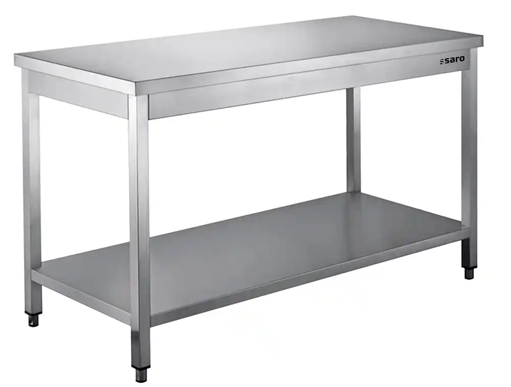 Gereduceerde Prijs SARO RVS-tafel, demont., onderblad - B 2000 x D 600 mm
