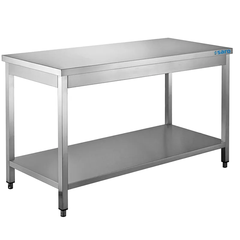 Betaalbaar SARO RVS tafel, met onderblad - 700 mm D, 800 mm