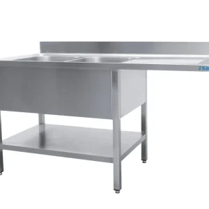 Bestel Nu SARO Spoeltafel, 2 wasbakken, links - B 1800 x D 600 mm