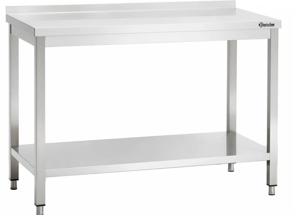 RVS Werktafel + Laag Plank + 40mm Rand - Hoogte 850-900mm - 1800(L)x700(D)mm Express Levering