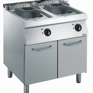 Friteuse - Elektrisch - 2x14 Liter - 400V - 17,4kW - Met onderstel - 800x700x(h)850mm Koopje
