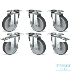 Koop Vandaag Wielenset - RVS - 6 stuks - 2 Met Rem - Diamond