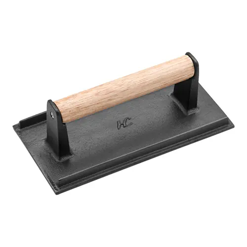 Gietijzer Braadgewicht - Houten Handvat - 1,1 kg - 210x110x(H)65mm Nieuw