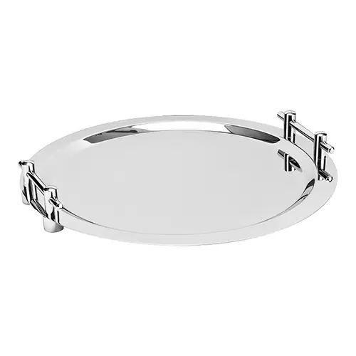 Koop Online Ronde RVS Serveertray Met Handgrepen - Ø500mm