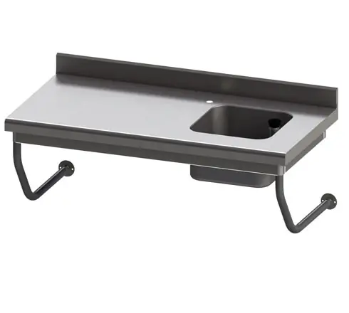 Speciale Aanbieding Uitgestraalde Chef's Table Halfgeveerd - Roestvrij staal - 1 kom aan de rechterkant - B-1500 x D-700 mm