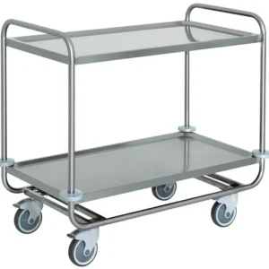 Serveerwagen Ronde RVS Buis 2 Niveau's - HEAVY DUTY - 4 Zwenkwielen - 1090x590x(h)950 mm1090(b)x590(d)x950(h)mm Hete Deal