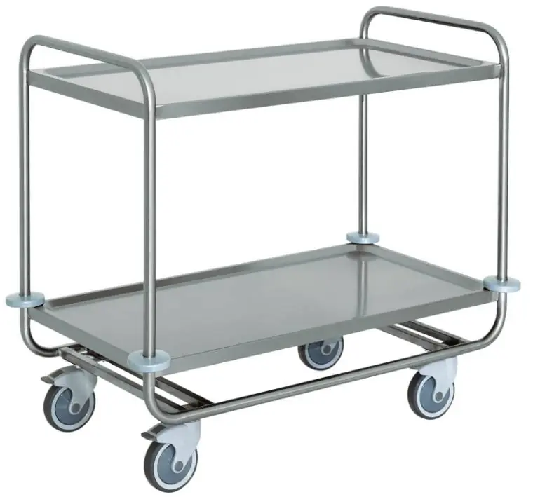 Serveerwagen Ronde RVS Buis 2 Niveau's - HEAVY DUTY - 4 Zwenkwielen - 1090x590x(h)950 mm1090(b)x590(d)x950(h)mm Hete Deal