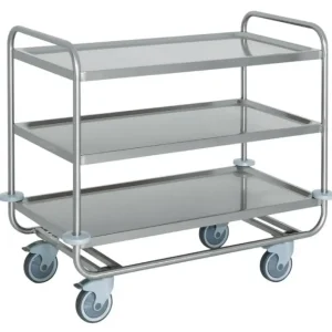 Serveerwagen Ronde RVS Buis 3 Niveau's - HEAVY DUTY - 4 Zwenkwielen - 1090x590x(h)950 mm1090(b)x590(d)x950(h)mm Koop Online
