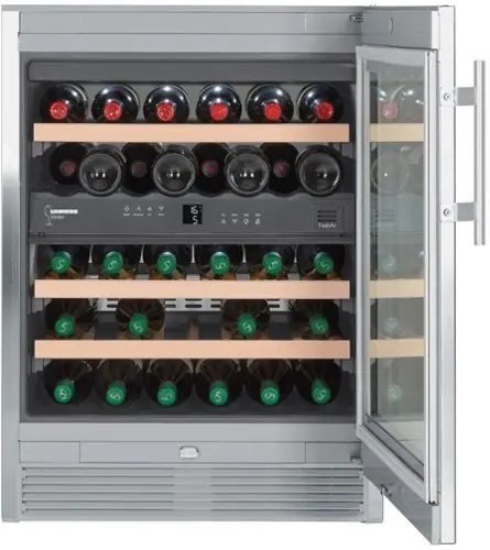 Wijnklimaatkast RVS - 34 Flessen - Liebherr - 123 Liter - WTes 1672 - 60x58x(h)82cm Dagaanbieding