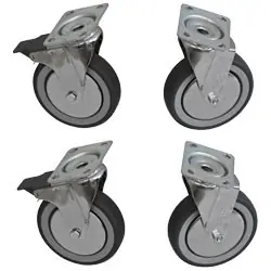 Set 4 Zwenkwielen RVS - HEAVY DUTY - 2 Met Rem Alleen Vandaag