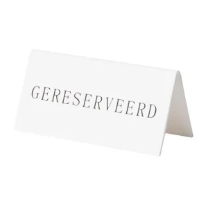 Tijdelijk Beschikbaar Tafelstandaard 'Gereserveerd' - Wit Acryl - Per 5 Stuks