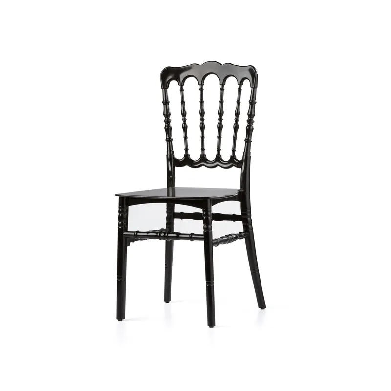 Wedding Chair Napoleon Black - Kunststof - 41x43x(H)90cm - Minimale per 8 Stoelen Korting