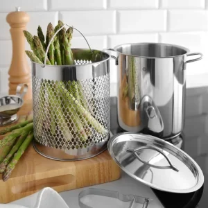 Actieprijs Asperge Pan Set - 3 Delig Pan,Stoommand en Deksel - 5.5 Liter - Ø160x(H)280mm