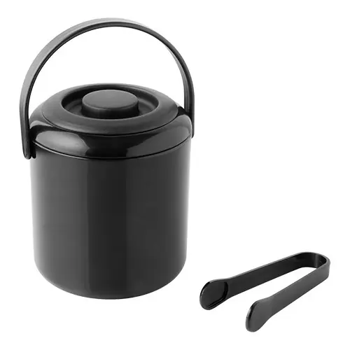 Must-Have Ijsblokjesemmer Zwart - Dubbelwandig Kunststof - Met Ijsblokjestang - 0,5 Liter - Ø130mm