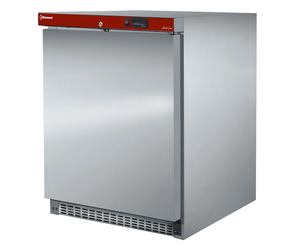 Statische diepvrieskast, 200 liter. R.V.S. - 600x625x(h)853mm Actieprijs