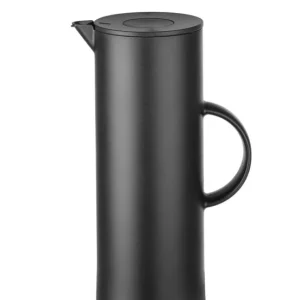 Voordeelprijs Isoleerkan Dubbelwandig Met Glazen Binnenfles - Zwart Model - 1 Liter - Ø110x(H)289mm