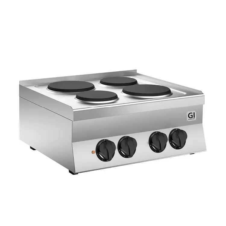 650 HP Kooktoestel - Met 4 Gietijzeren Kookplaten 4x Ø220mm - 8,2 kW - 700x650x(H)295mm Beperkte Voorraad