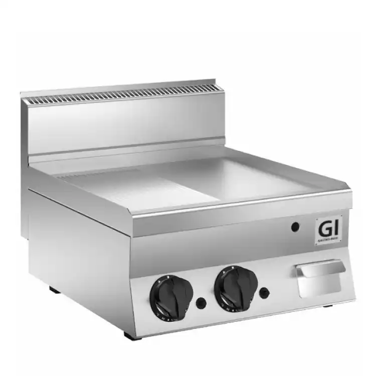650 HP Gasbakplaat Half Gladde/Geribbelde Roestvrijstalen Plaat - 12,5 kW - 800x650x(H)295mm Korting