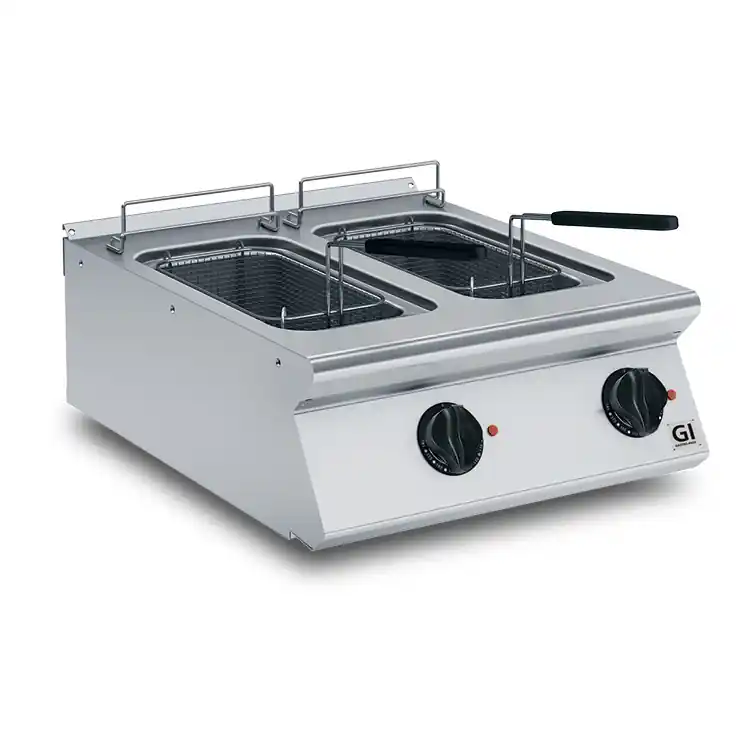700 HP Elektrische Friteuse 2x 10 Liter - Wegklapbaar Element - 2x 9kW - 600x730x(H)250mm Superprijs