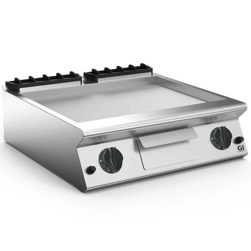 Voordeelprijs 700 HP Gasbakplaat Geribbelde RVS Plaat - 14 kW - 800x730x(H)250m