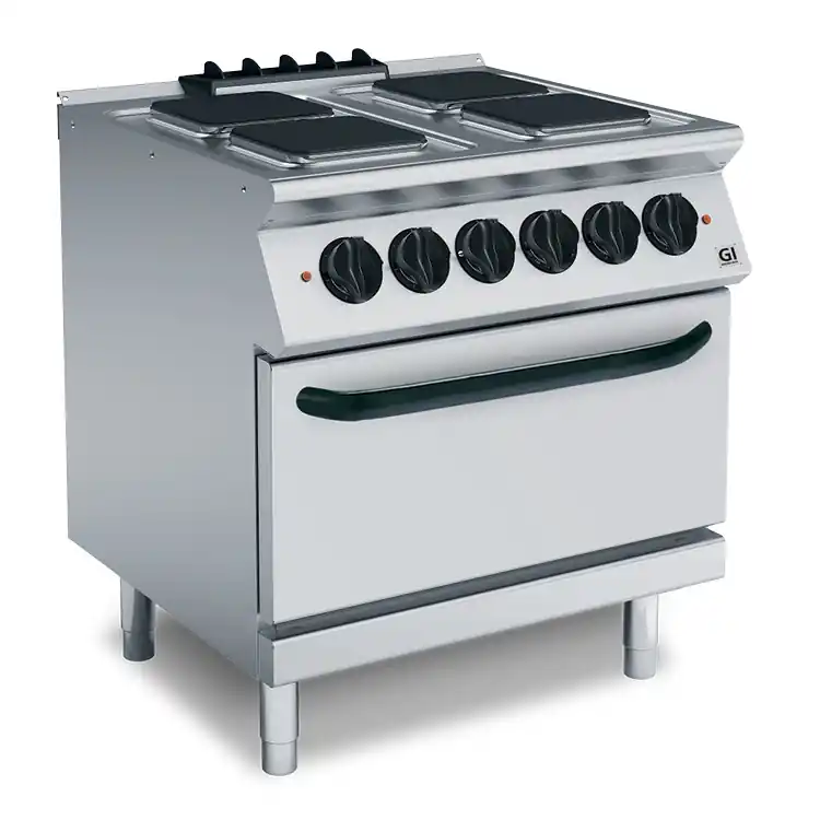 700 HP Kooktoestel 4 Vierkante Kookplaten - GN1/1 Elektrische Oven - 14,6 kW / 230V-3N - 800x730x(H)870mm Bestel Nu