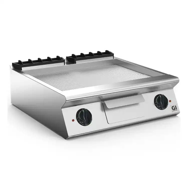 700 HP Elektrische Bakplaat Geribbelde Stalen Plaat - 10,8 kW - 800x730x(H)250mm Flitsaanbieding