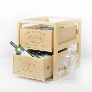 Aanbieding Wijnrek box - Twee lades - Hout
