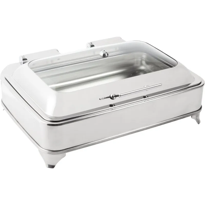 Rechthoekige Elektrische Chafing Dish - Glazen Deksel - 8 Liter - 590x455x(H)250mm Gereduceerde Prijs