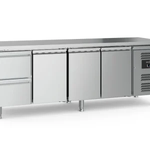 Koelwerkbank 3 Deurs + 2 Lades - 553 Liter - 2230x700x(H)850mm Direct Beschikbaar