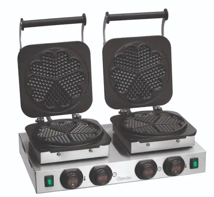 Dubbele Wafelijzer MDI 2HW211 - Gietijzer - Hartvormige Wafels - 4,4 kW - 600x450x(H)220mm Premium