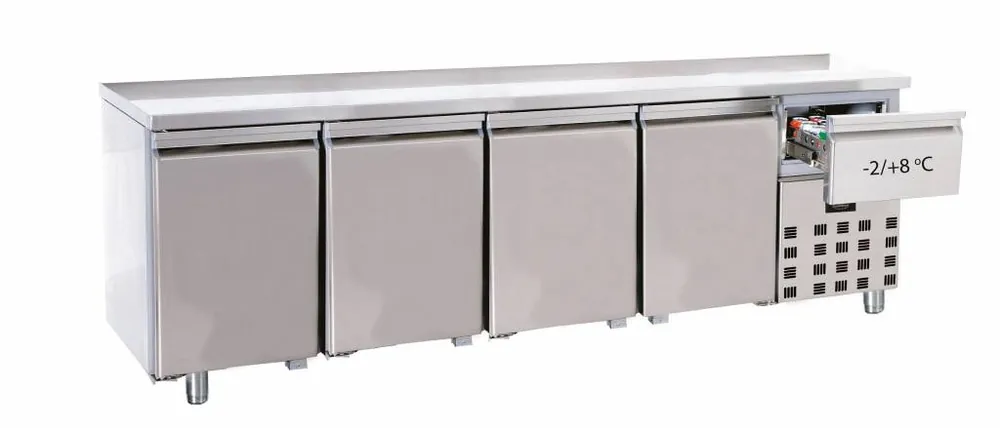 RVS koeltafel - 4 deuren - circulerende lucht - 2330x700x(h)850mm Aanbieding
