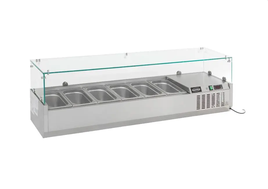 Opzetkoelvitrine - 5x 1/4 GN - 120x33,5x(H)44.8 cm Tijdelijk Beschikbaar