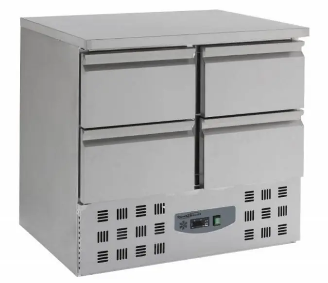 Koelwerkbank - RVS - 4 lades - 90x70x(h)87cm Op = Op