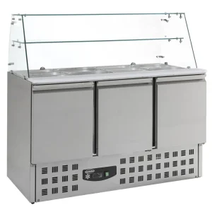 Saladette 3 Deurs - Glasopstand - 4x 1/1GN - 1365x700x850(h)mm Beste Prijs