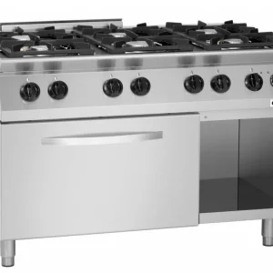 Gas Fornuis 6-pits + Elektrische oven 2/1 GN - 400V - 1200x700x(H)910-955mm Veilige Betaling