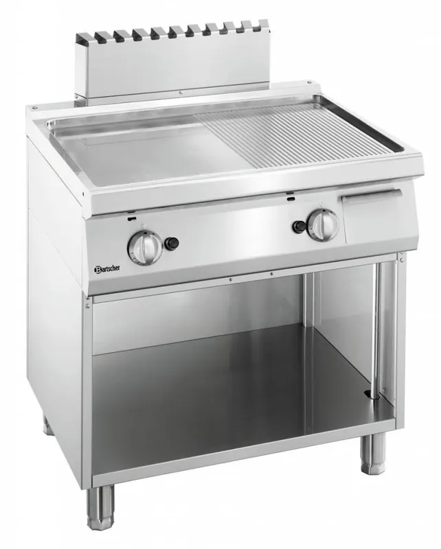 Koopje Gasbakplaat 700 serie - Onderbouw open - glad gegroefd - 800x700x(h)850-900mm