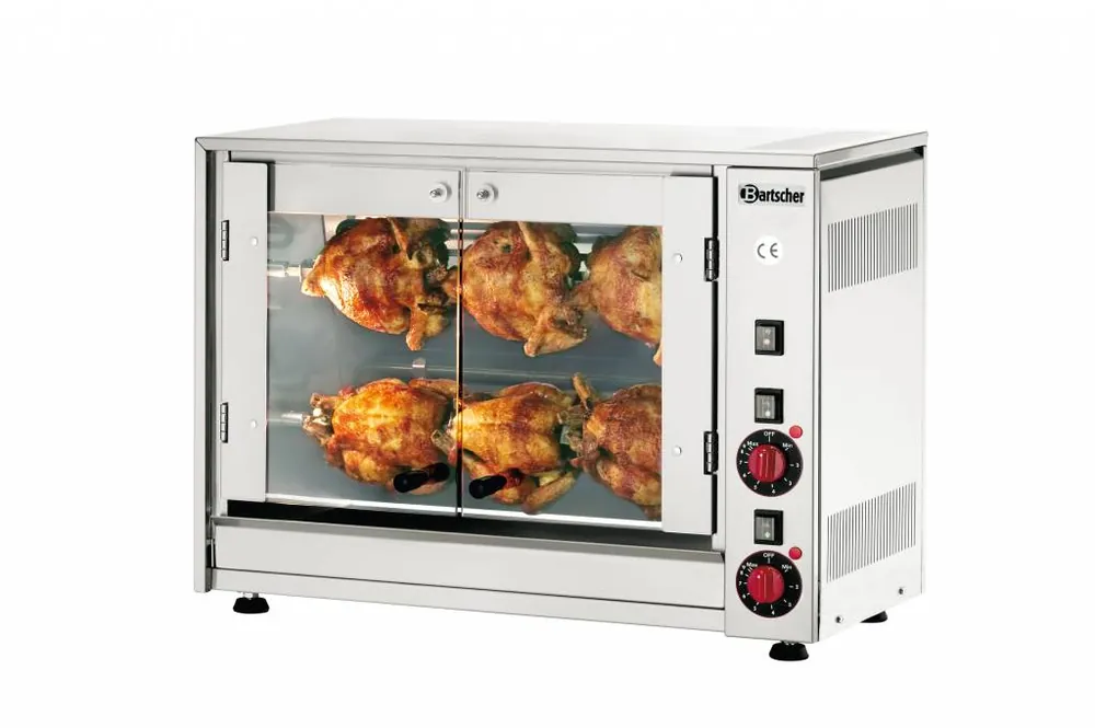 Aanbieding Elektrische Kippengrill - 2 Spitten - 700x360x(h)530mm - 2.8KW - 6 Kippen