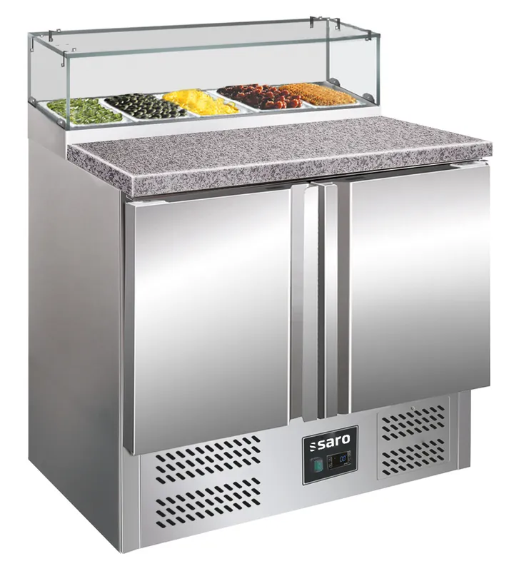 Op = Op SARO Pizzawerkbank met glasvitrine model PS 200 G