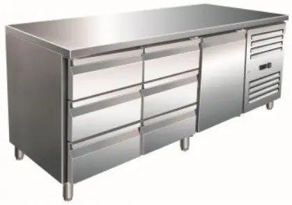 Koelwerkbank 1 deur 6 lades - 180x70x(h)89-95cm Premium