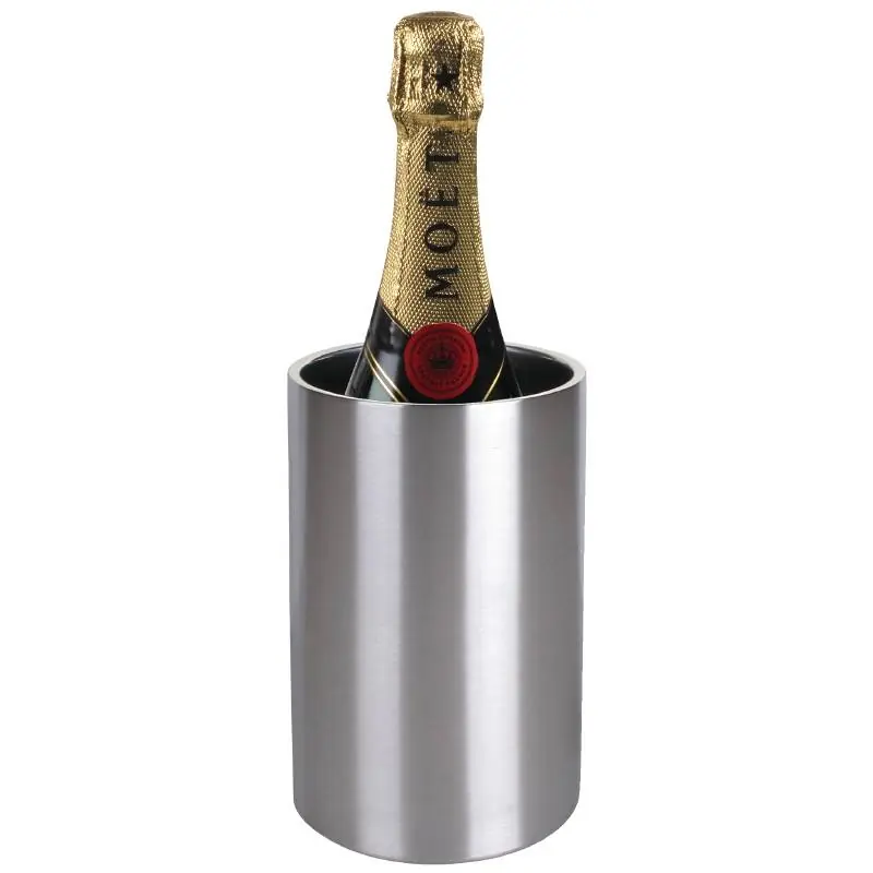 Gereduceerde Prijs Wijnkoeler / Champagnekoeler - Dubbelwandig RVS - Ø12cm x 20(h)cm