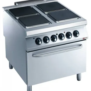 Fornuis Elektrisch RVS - 4 Platen Apart Instelbaar - 4x4kW - Onderstel - 800x900x850/920(h)mm Finale Uitverkoop