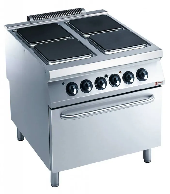 Fornuis Elektrisch RVS - 4 Platen Apart Instelbaar - 4x4kW - Onderstel - 800x900x850/920(h)mm Finale Uitverkoop