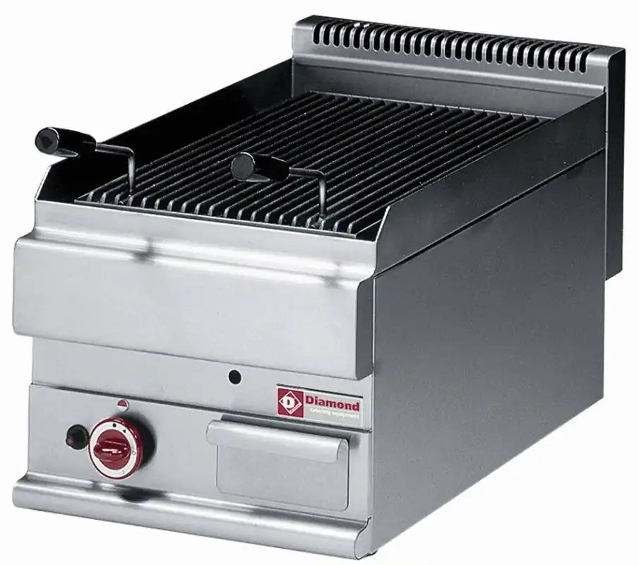 Lavasteengril op gas met braadrooster in gietijzer -Top- - 400x650x(h)280/380mm Goedkoop