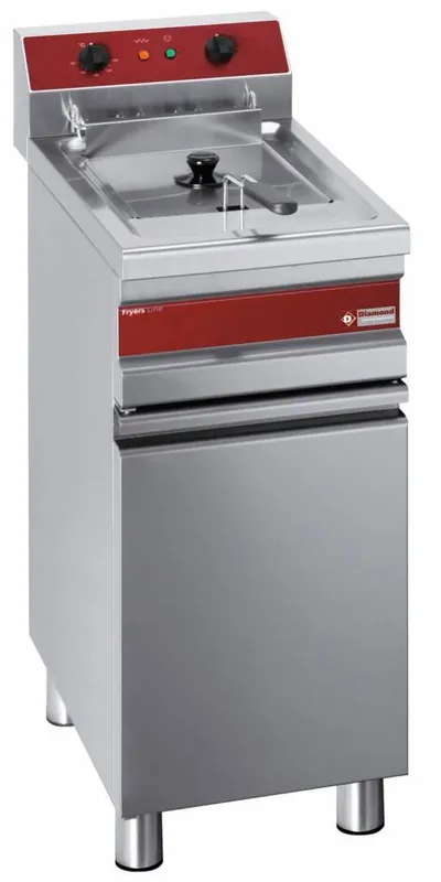 Korting Elektrische friteuse 1 kuip 14 liter op gesloten kast - 375x655x(h)845/985mm