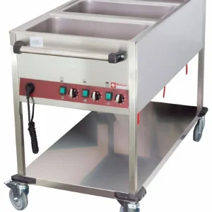 Bain-Marie Trolley - 3 x 1/1GN - 200mm Diep - Afzonderlijk instelbaar - 1300x650x(h)900mm Korting