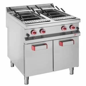 Lage Prijs Pastakoker op gas, 2 kuipen, 40 liter, op gesloten kast (zonder manden) - 800x900x(h)850/920mm