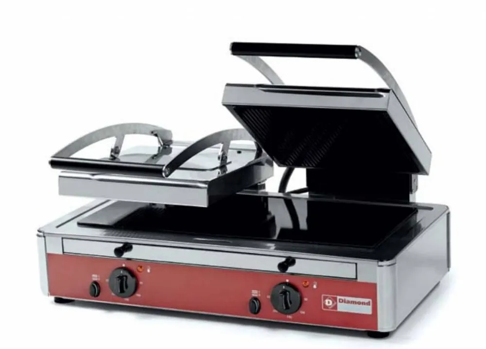 Grill panini DUBBEL model vitrokeramisch - 640x445x(h)245mm Superprijs