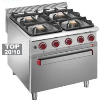 Superprijs Fornuis 4 branders op gasoven GN 2/1 - 800x900x(h)850/920mm