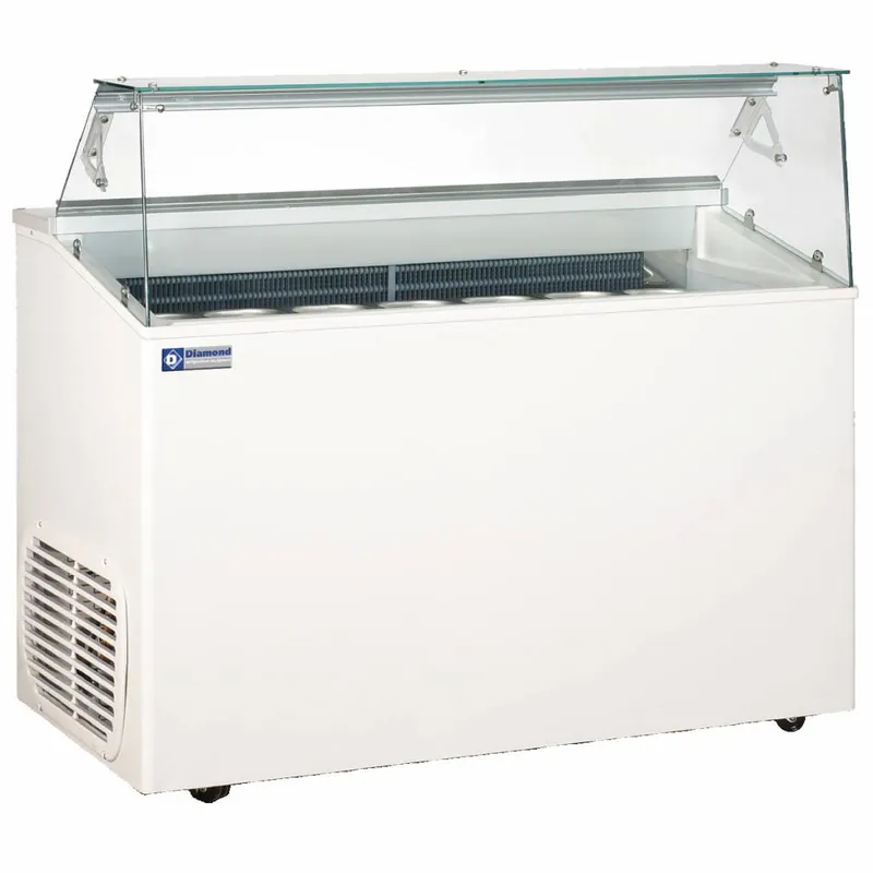 IJsvitrine voor Roomijs - voor 7 Bakken - Polyurethaan Isolatie - 1367x690x(H)1175mm Direct Beschikbaar